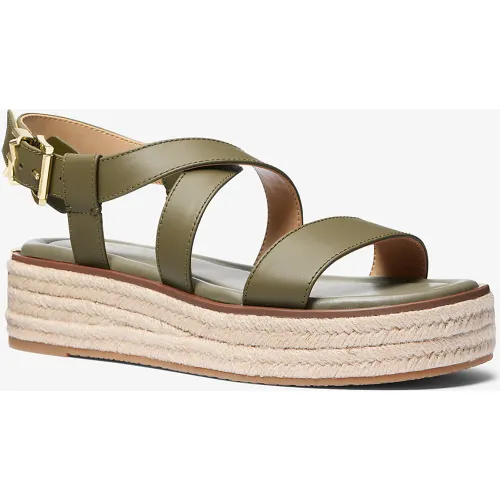 MK Sandale espadrille Lynn en cuir à semelle compensée - Michael Kors - MICHAEL Michael Kors - Modalova