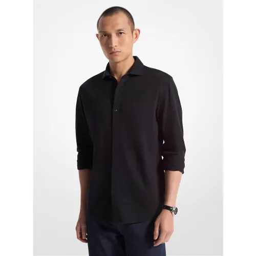 MK Chemise piquée en coton à coupe ajustée - Michael Kors - Michael Kors Mens - Modalova