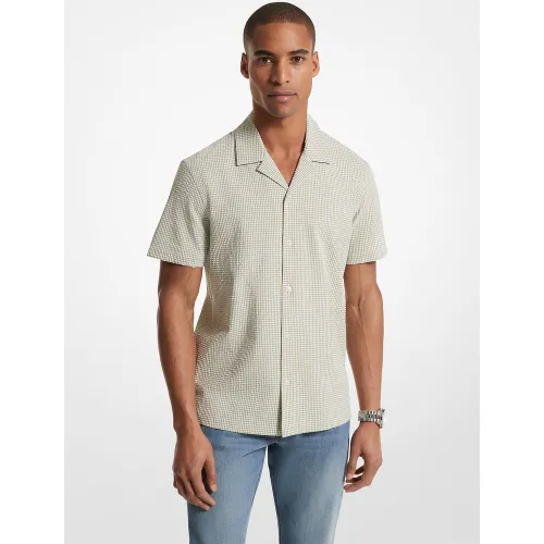 MK Chemise vichy en coton extensible gaufré - Michael Kors - Michael Kors Mens - Modalova