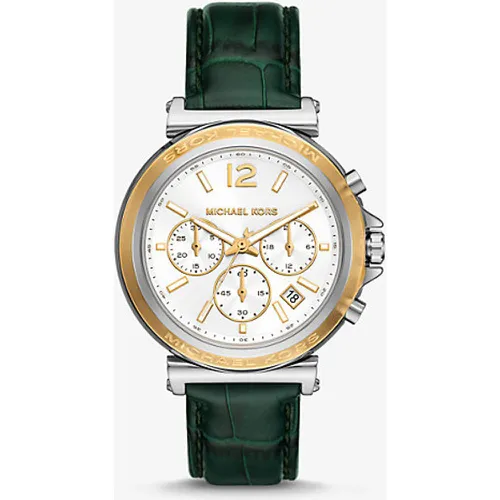 MK Montre Maren argentée surdimensionnée avec bracelet en cuir en relief à effet crocodile - Michael Kors - Modalova