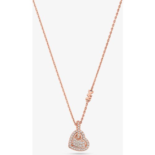 MK Collier cœur en argent sterling plaqué en métal précieux avec pierres pavées - Michael Kors - Modalova