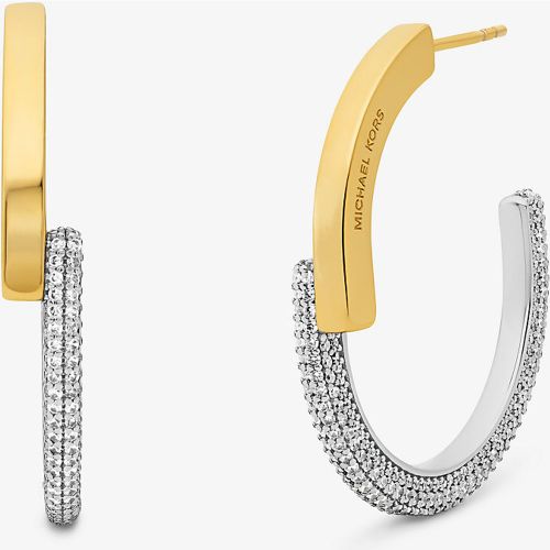 MK Boucles d'oreilles créoles plaquées en métal précieux avec pierres pavées - Michael Kors - Modalova