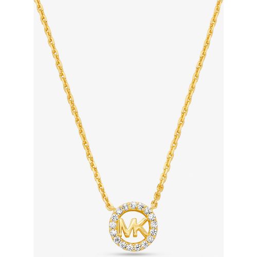 MK Collier Fulton en argent sterling plaqué en métal précieux avec pierres pavées et breloque à logo - Michael Kors - Modalova