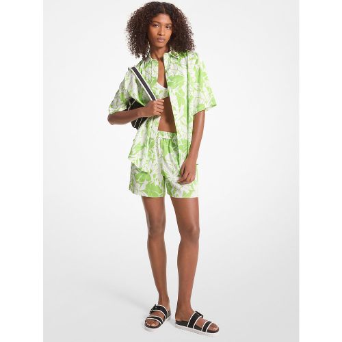 MK Short en satin à imprimé palmier - Michael Kors - MICHAEL Michael Kors - Modalova