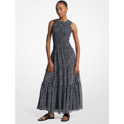 MK Robe longue smockée en crêpe georgette à imprimé fleuri - Michael Kors - MICHAEL Michael Kors - Modalova