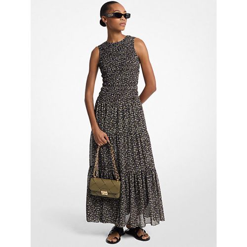 MK Robe longue smockée en crêpe georgette à imprimé fleuri - Michael Kors - MICHAEL Michael Kors - Modalova