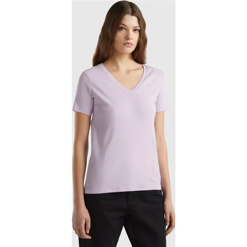 Benetton, T-shirt En Pur Coton Col V, taille M, Lilas - United Colors of Benetton - Modalova