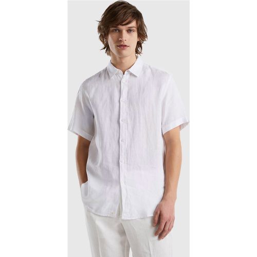 Benetton, Chemise À Manches Courtes 100% Lin, taille L, Blanc - United Colors of Benetton - Modalova