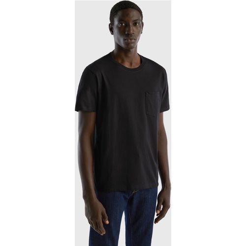 Benetton, T-shirt 100% Coton Avec Pochette, taille M, Noir - United Colors of Benetton - Modalova