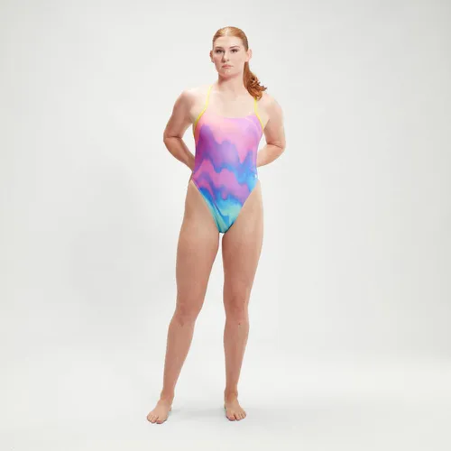 Maillot de bain Club Training Allover Digital Corail/bleu - Speedo - Modalova