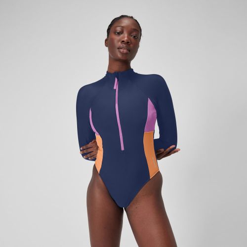 L/S 1 pièce color-block zippés céruléen - Speedo - Modalova
