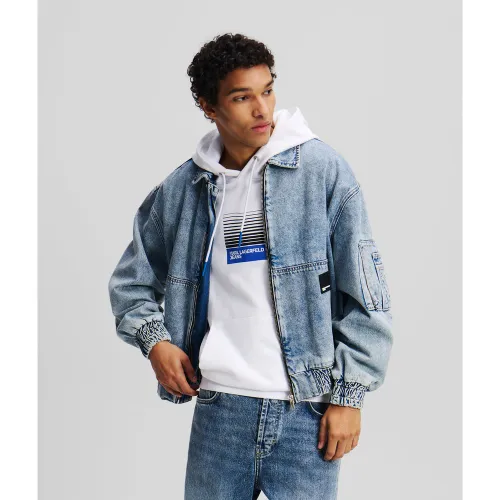 Blouson Bomber En Denim, , , Taille: XL - Karl Lagerfeld - Modalova