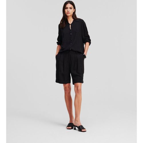 Short Ajusté En Lin Mélangé, , , Taille: 34 - Karl Lagerfeld - Modalova