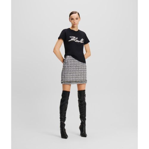 Jupe En Bouclé Ornée De Perles, , //, Taille: 34 - Karl Lagerfeld - Modalova