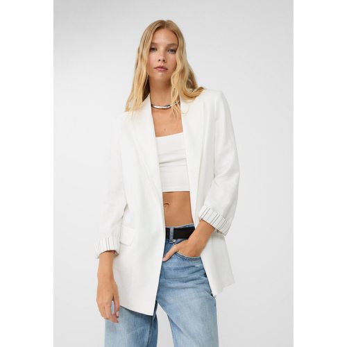 Blazer ouvert fluide avec du lin Écru XS - Stradivarius - Modalova