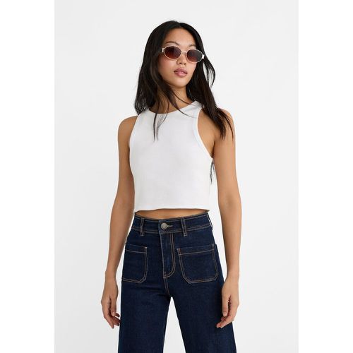 Top cropped basique sans manches en maille côtelée S - Stradivarius - Modalova