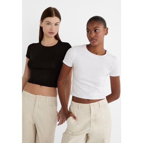 Pack 2 T-shirts cropped en coton XS - Stradivarius - Modalova