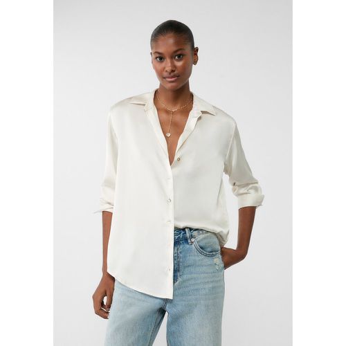 Chemise en satin à col à revers Écru XL - Stradivarius - Modalova