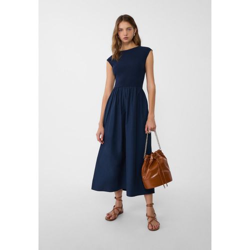 Robe midi contrastante à mini manches S - Stradivarius - Modalova