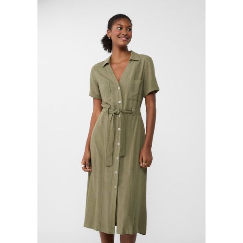 Robe chemise midi avec lin XS - Stradivarius - Modalova