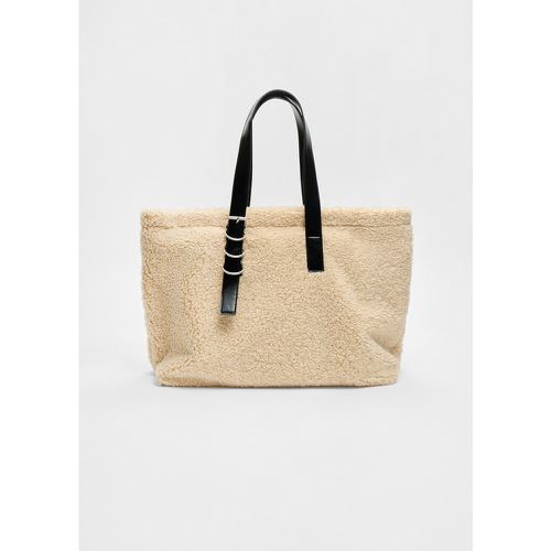 Sac cabas contrastant effet mouton synthétique Écru OS - Stradivarius - Modalova