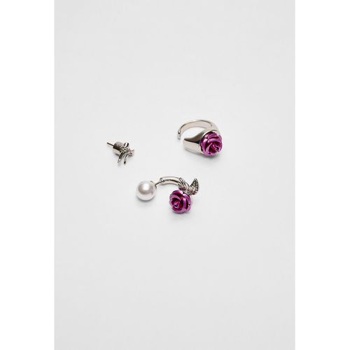 Lot de 3 boucles d’oreilles roses et nœud SAFSAFU OS - Stradivarius - Modalova