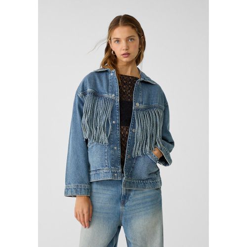 Veste en jean à franges XS - Stradivarius - Modalova