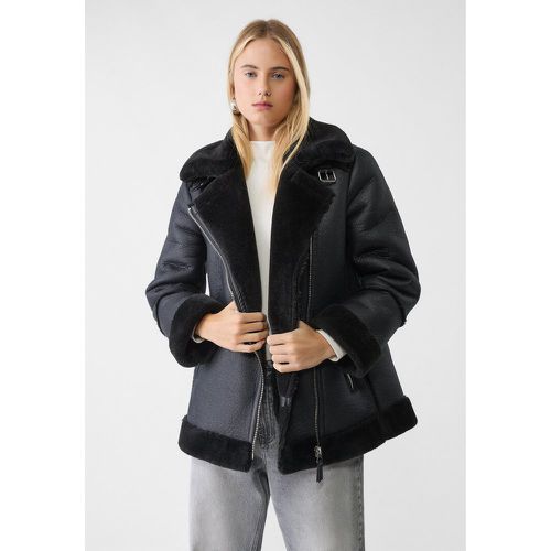 Blouson motard double face avec fausse fourrure douce XS - Stradivarius - Modalova