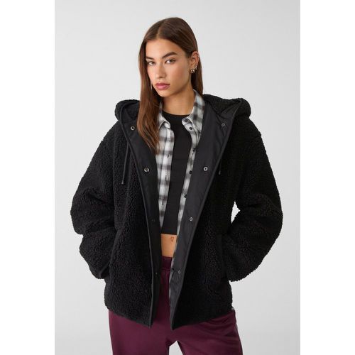 Manteau à capuche en mouton synthétique XS - Stradivarius - Modalova