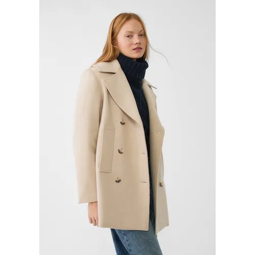 Manteau peacoat en laine mélangée Écru XS - Stradivarius - Modalova