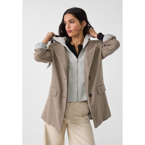 Blazer long contrastant à capuche XS - Stradivarius - Modalova