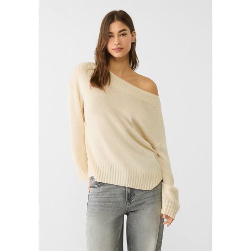 Pull en maille à col bateau côtelé XS - Stradivarius - Modalova