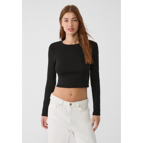 T-shirt cropped en coton à manches longues S - Stradivarius - Modalova