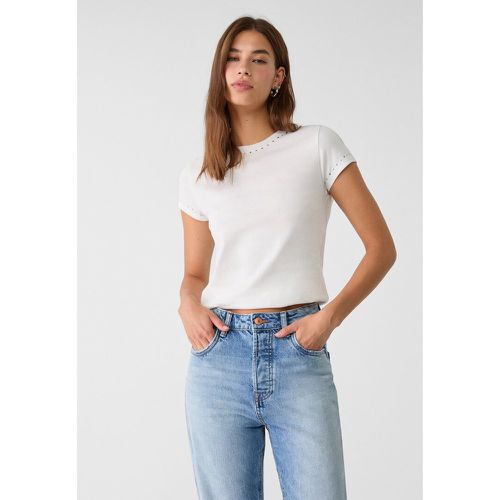 T-shirt regular fit avec clous Écru L - Stradivarius - Modalova