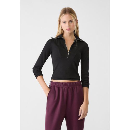 Top fermeture Éclair maille côtelée XS - Stradivarius - Modalova