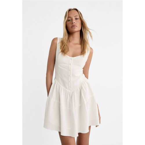 Robe courte effet corset avec lin XS - Stradivarius - Modalova