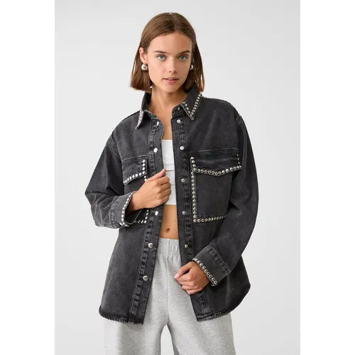 Blouson denim à clous XS - Stradivarius - Modalova