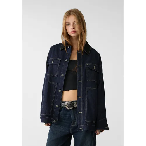 Blouson en jean oversize avec poches XS - Stradivarius - Modalova