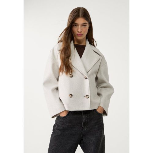 Manteau court croisé Écru XS - Stradivarius - Modalova