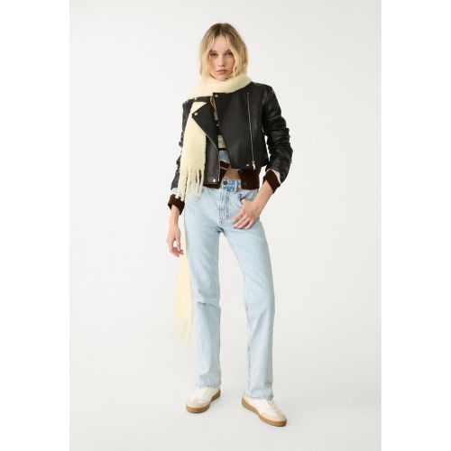 Blouson motard cropped en similicuir XS - Stradivarius - Modalova