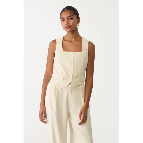 Veste courte sans manches col carré XS - Stradivarius - Modalova