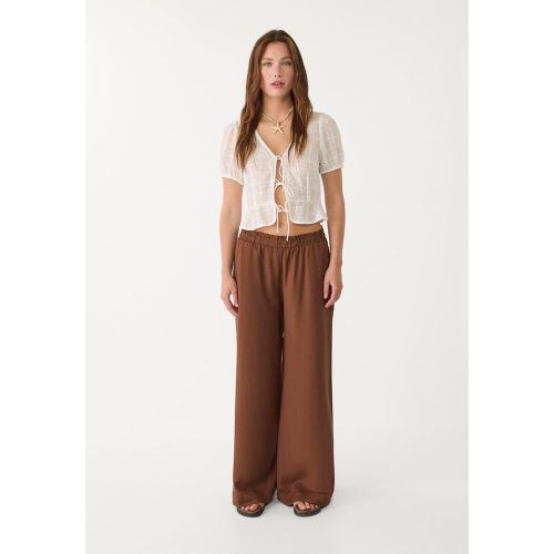Pantalon palazzo fluide en lin XS - Stradivarius - Modalova