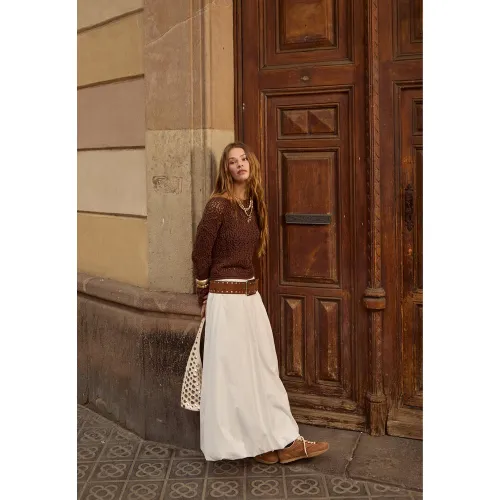 Jupe midi bouffante en popeline XS - Stradivarius - Modalova