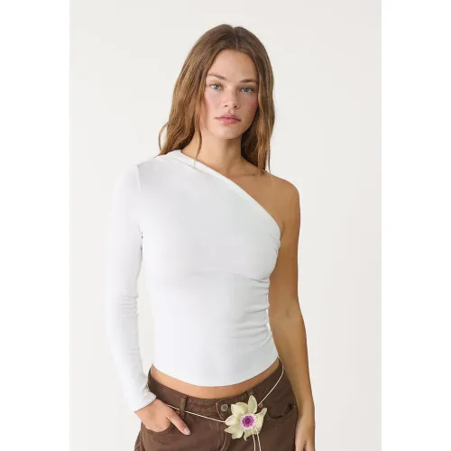 Top asymétrique Écru XS - Stradivarius - Modalova