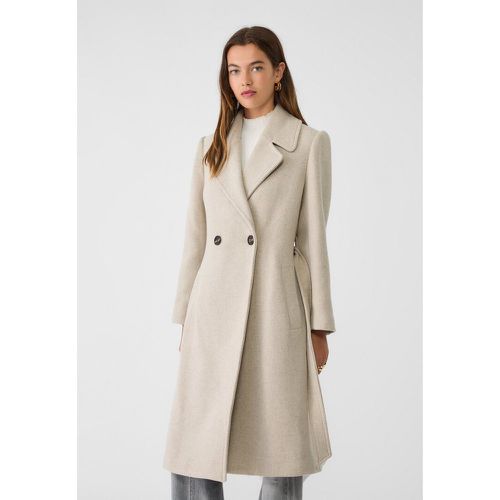 Manteau en laine mélangée ceinture Écru XS - Stradivarius - Modalova