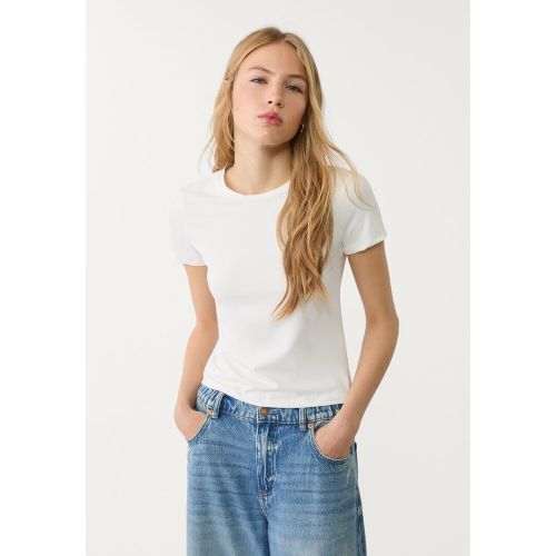 T-shirt à manches courtes en polyamide mélangé Écru XS - Stradivarius - Modalova