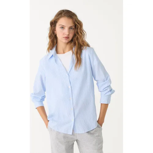 Chemise en popeline à rayures XS - Stradivarius - Modalova