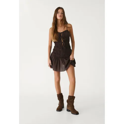 Robe courte bretelles nœuds XS - Stradivarius - Modalova