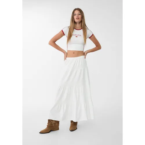 Jupe longue fluide boho Écru XS - Stradivarius - Modalova