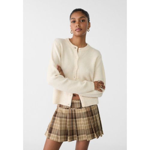 Veste à boutons en maille Écru XS - Stradivarius - Modalova